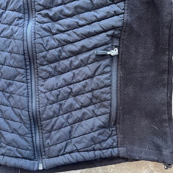 New Balance Hybrid Fleece Puffer Jacket Large Black Full Zip Core Warmth Coat - Picture 4 of 7